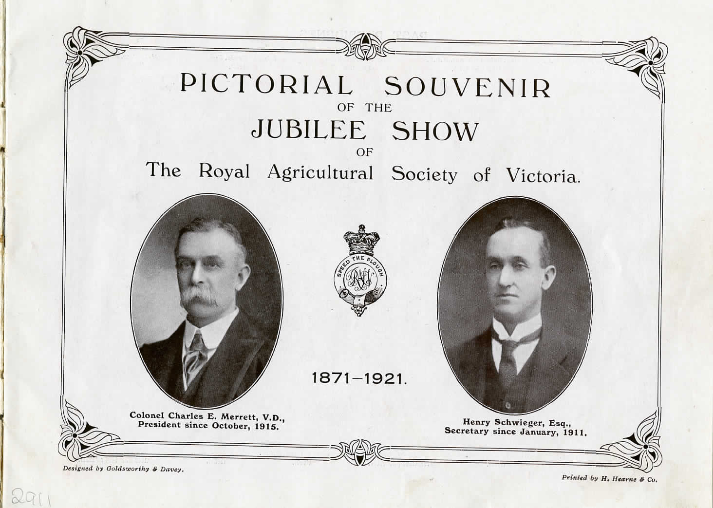 Mr Henry Schwieger pictured in the Royal Agricultural Society of Victoria Jubilee Show Pictorial Souvenir Booklet, 1921. Image Source: Melbourne Royal Heritage Collection 2911.