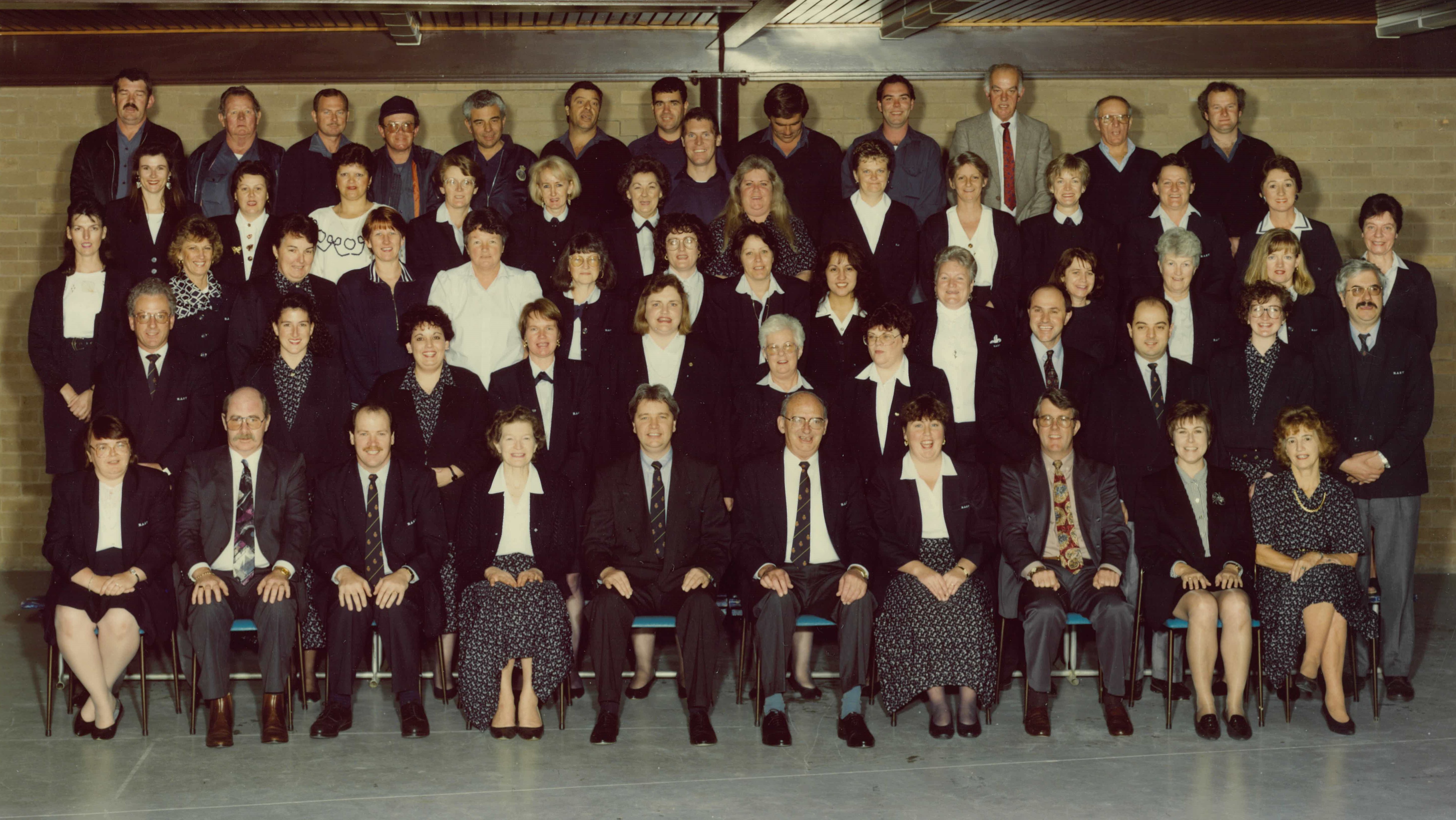 An official RASV staff photo, featuring Ms Nix in the fourth row back, second from the right.